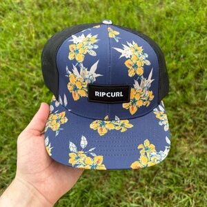 Rip Curl Hawaiian Flower Surf Skate Mesh Snapback Hat Great Condition